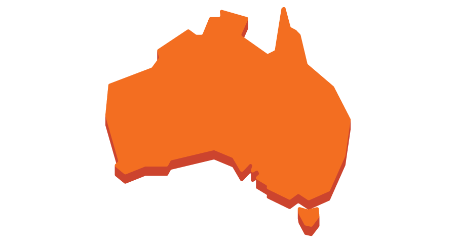 Map of Australia with animated location pins